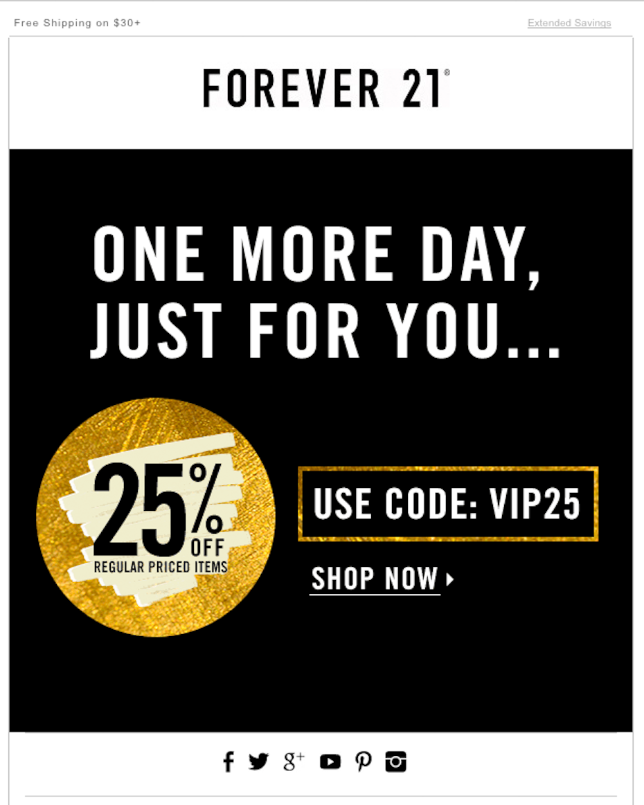 Forever 21 Black Friday campaign