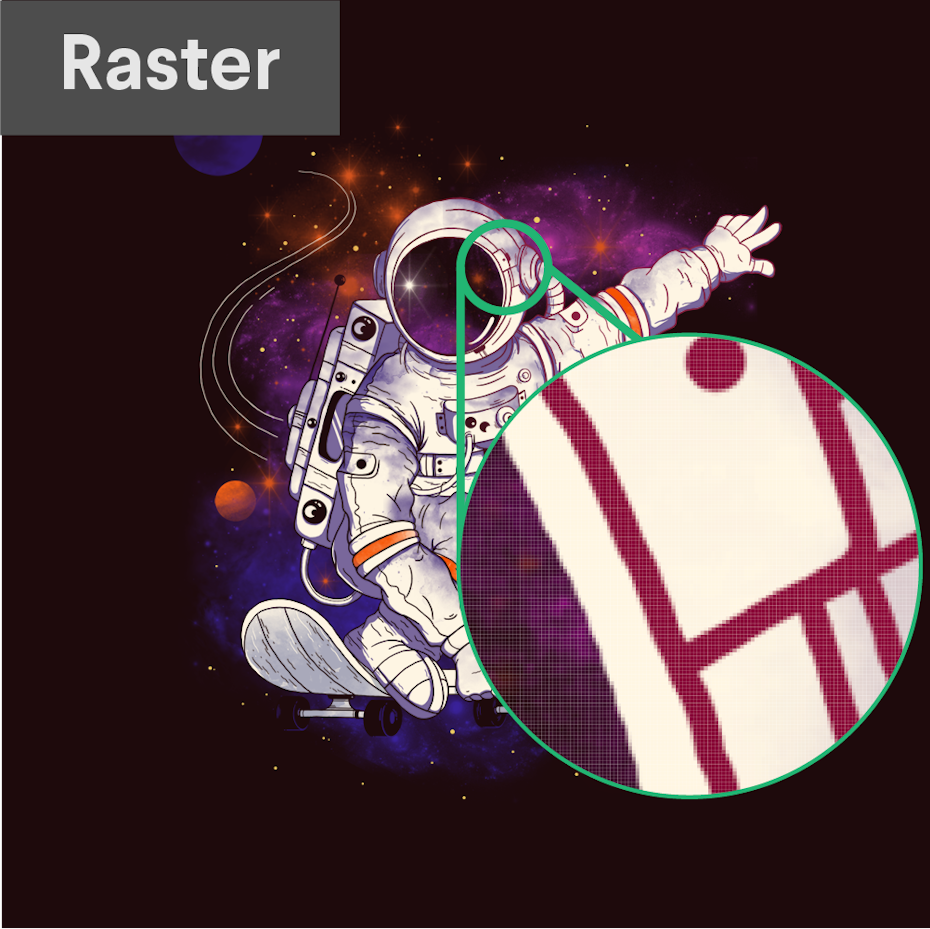 difference between vector and raster images - A raster image magnified to show the pixels