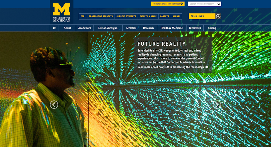 University of Michigan website