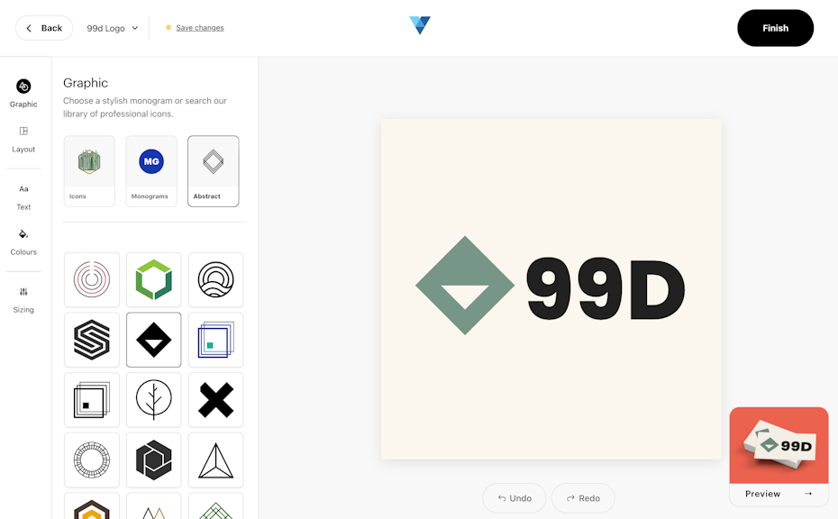 screenshot of vistaprint's logo maker