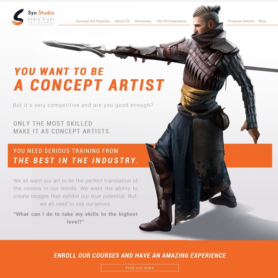 Web design for an art institute