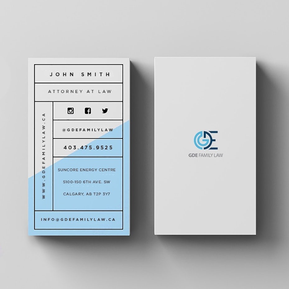 grid white and blue business card