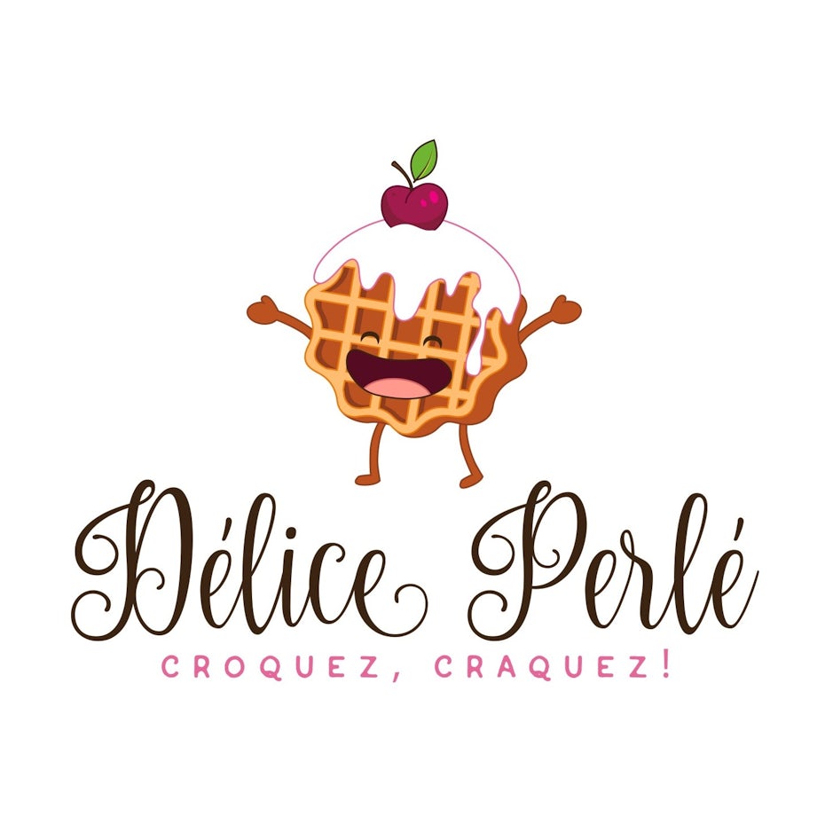 fun waffle logo with mascot 