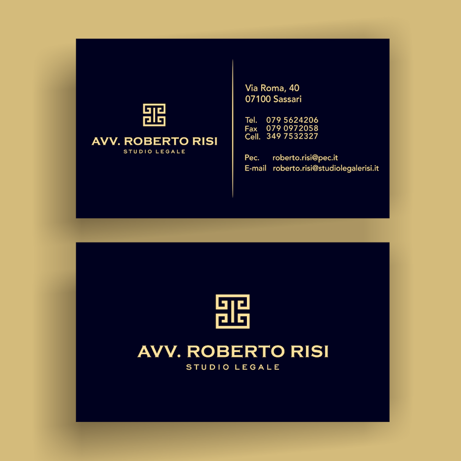 gold black greek symbol business card