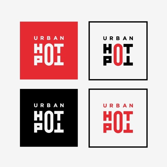square geometric wordmark restaurant logo
