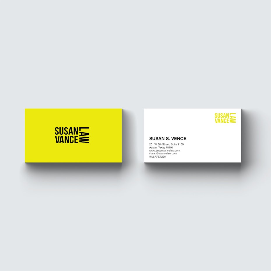 yellow asymmetrical lawyer business card