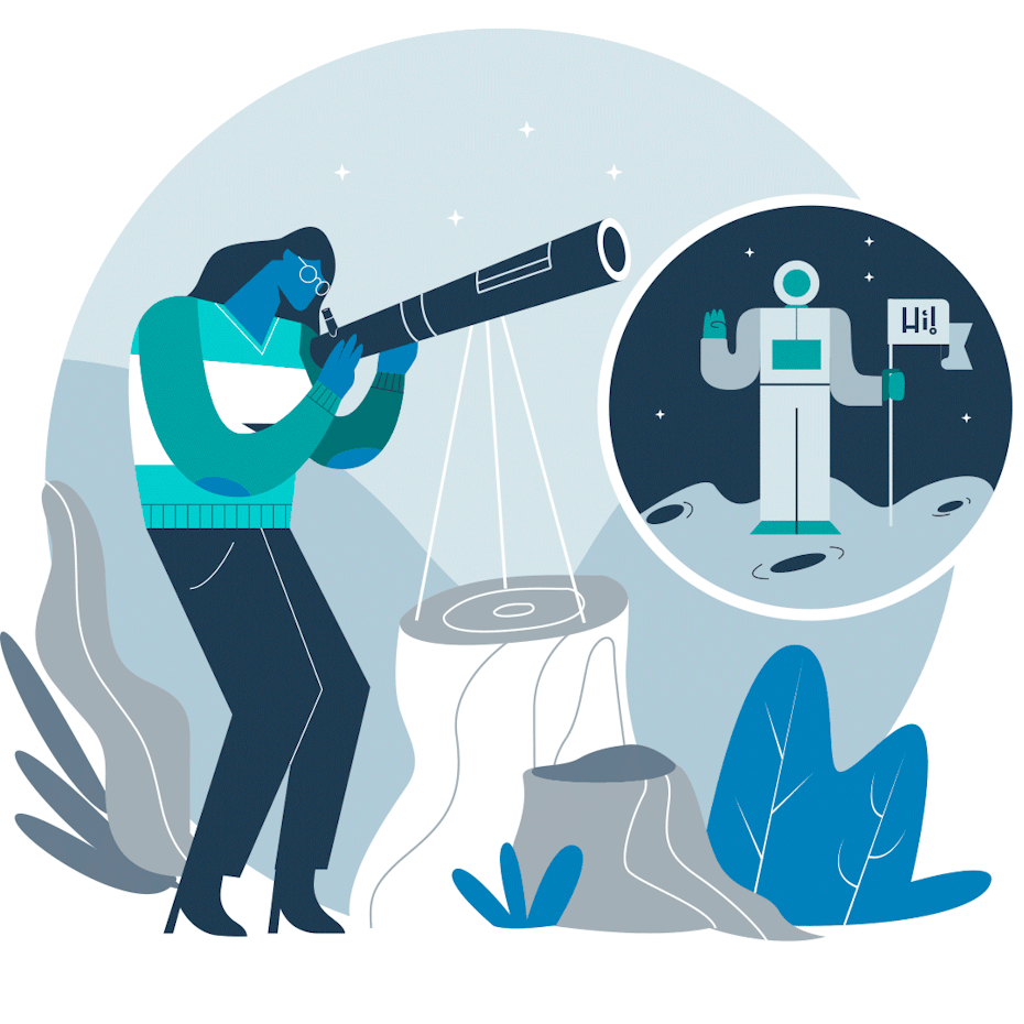 illustration of person with telescope