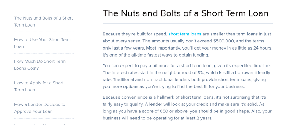 Nuts and bolts of short term loan blog post