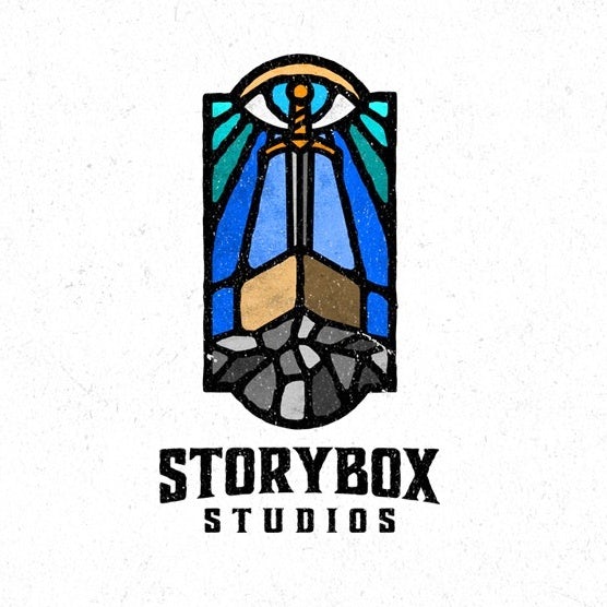 Medieval stained glass style logo