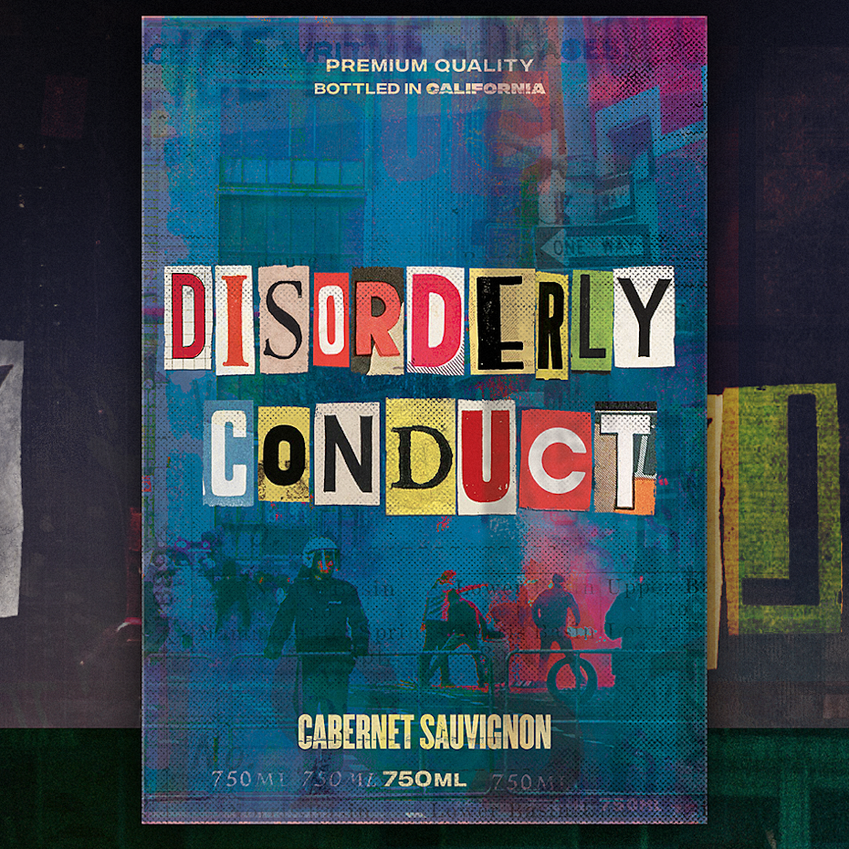 Disorderly Conduct wine label
