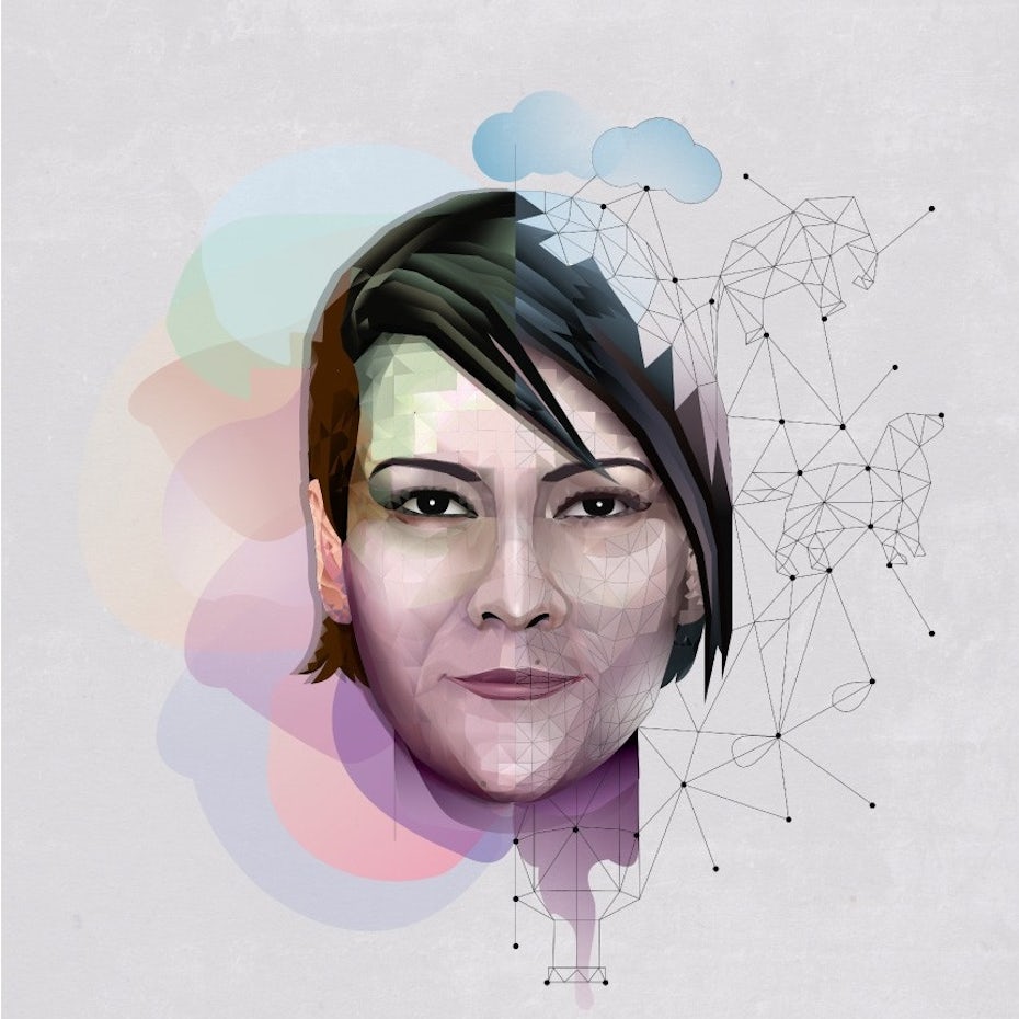 Graphic design trends 2020 example: Portrait illustration with abstract polygons