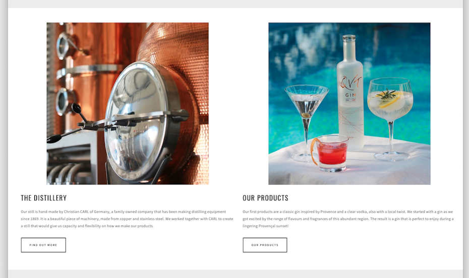 Web design trends 2020 example: web design with white space framing images