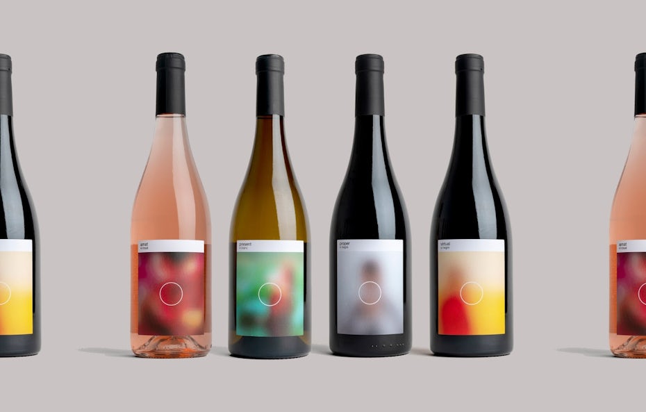 wine bottle labels with blurry images