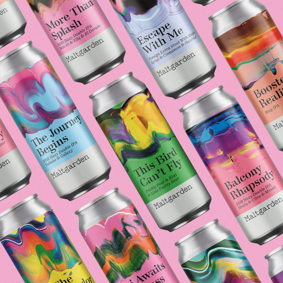 fine art packaging design trend: painting inspired beer can design