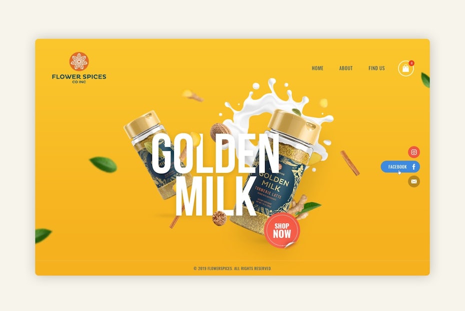 Example of 2020 web design trend of soft shadows and floating elements