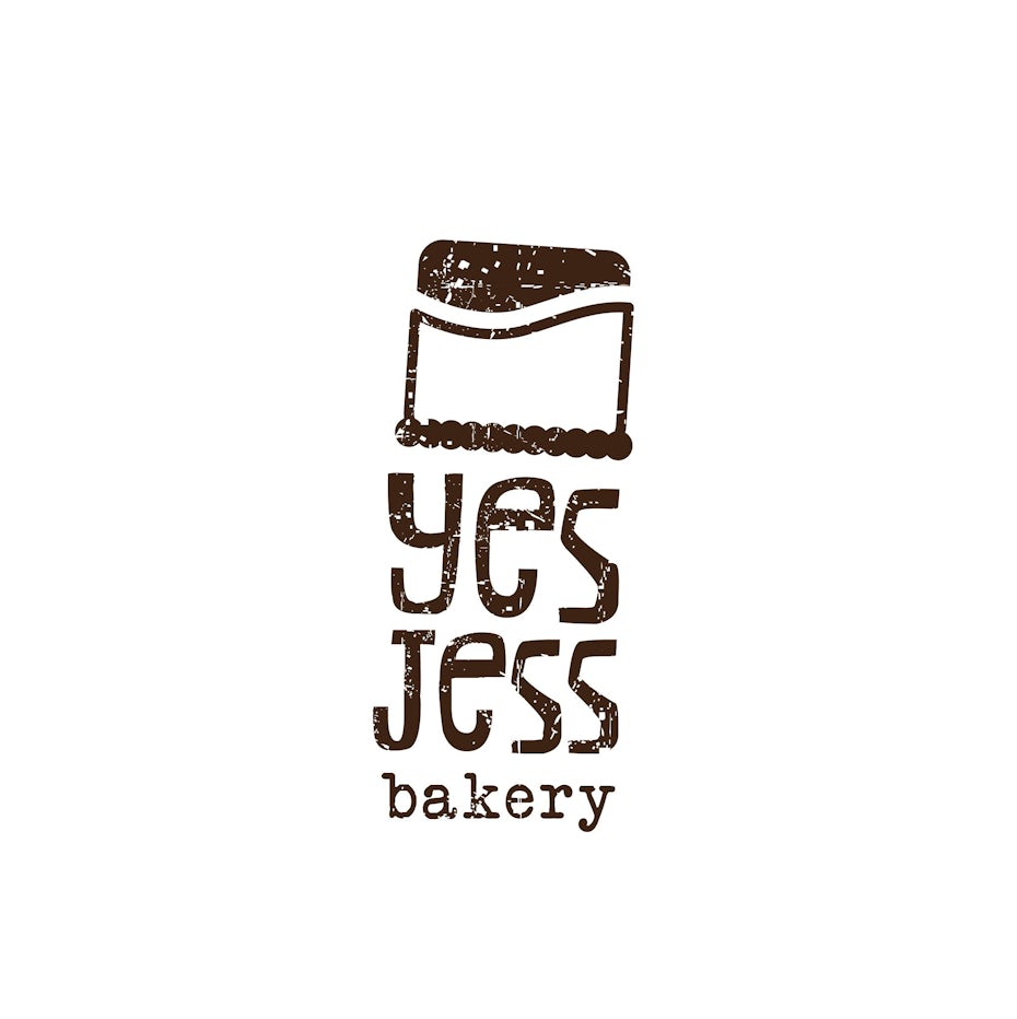 Logo design trends 2020 example: Brown logo with a simple image of a cake