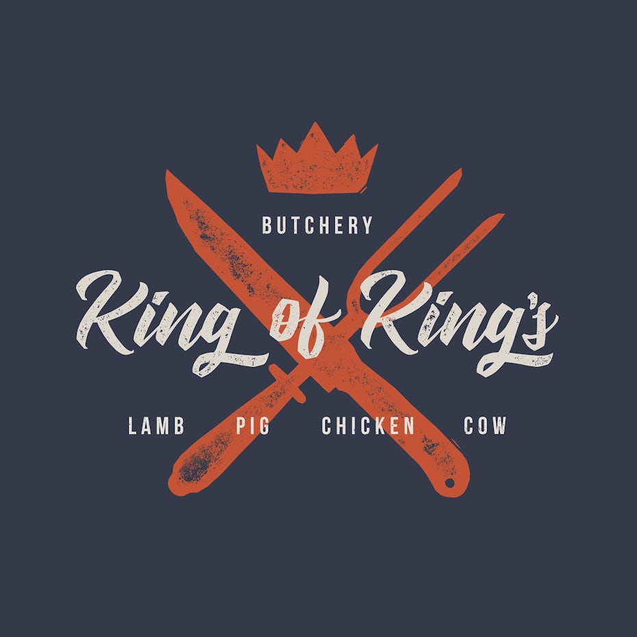 Graphic design trends 2020 example: Rustic logo type for a butcher