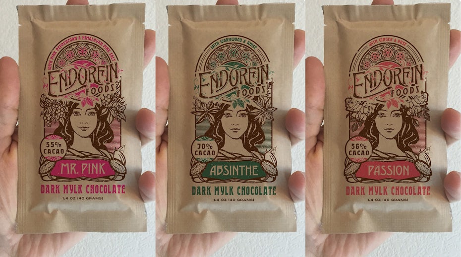 Art Nouveau Inspired Kraft Pouches for Organic Chocolate Bars
