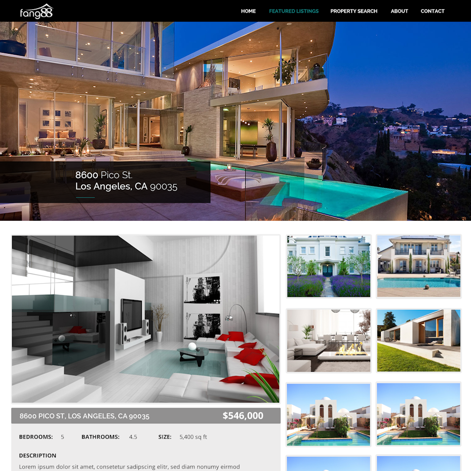 Colorful website showing a modern home