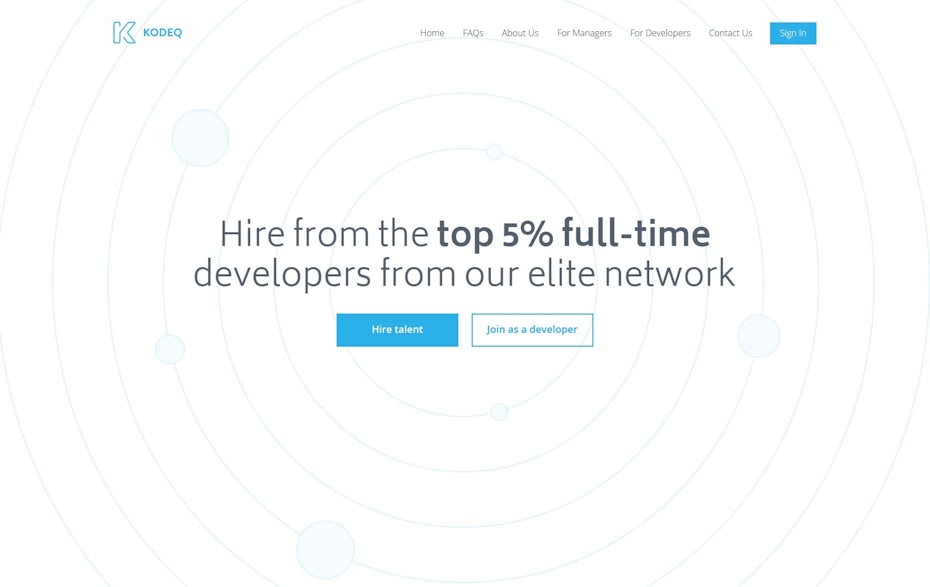 minimalist white and blue web design