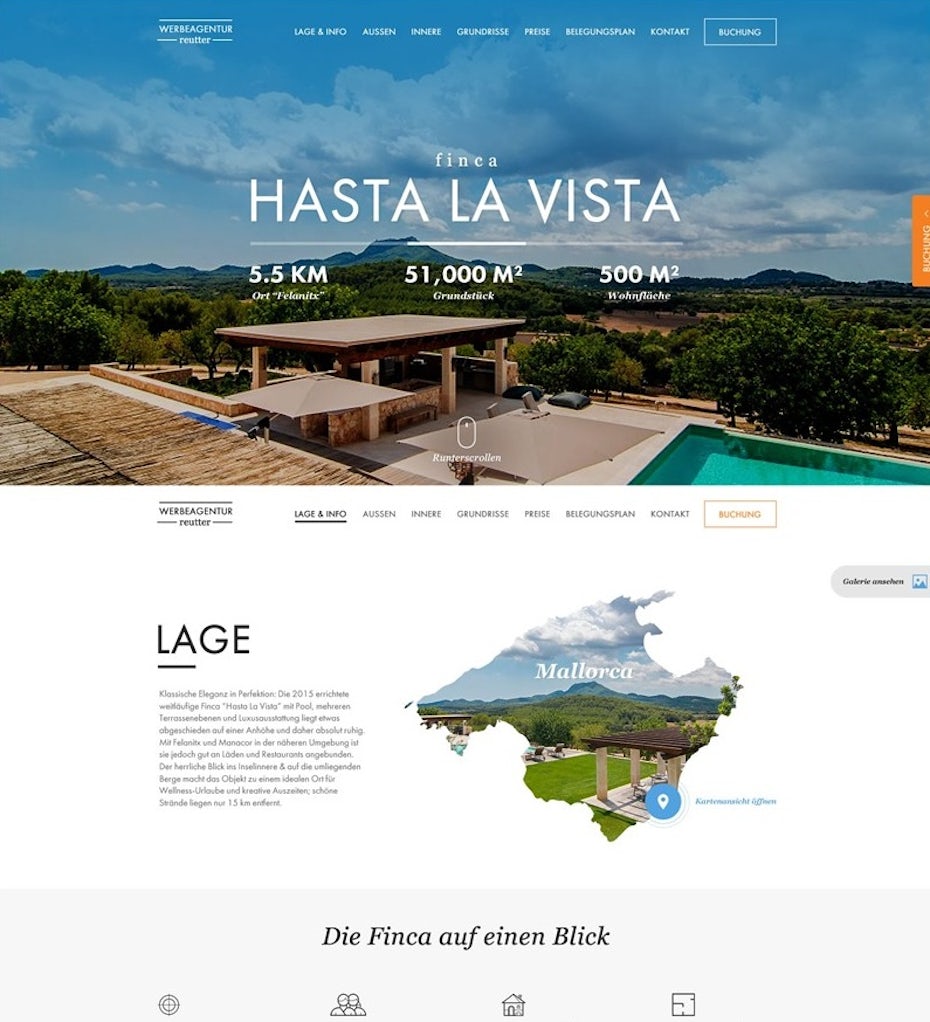 Website showing tropical locale
