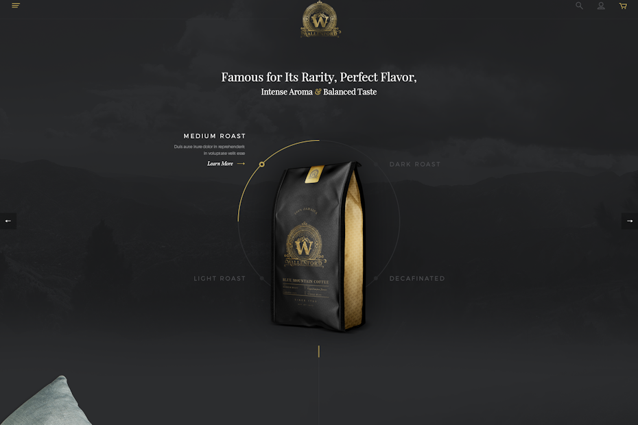 Example of 2020 web design trend dark mode