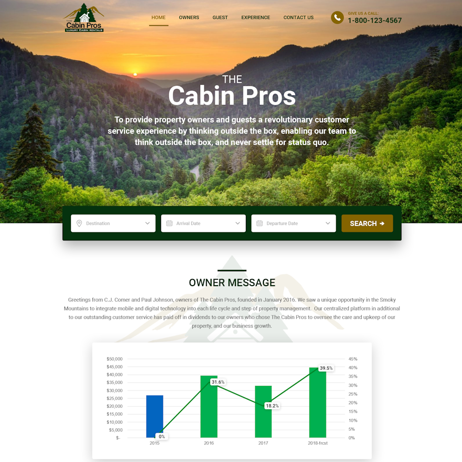 Wood-inspired website design showing trees