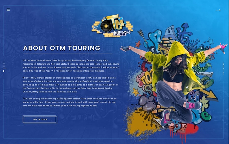  Street art style web design for a music agency