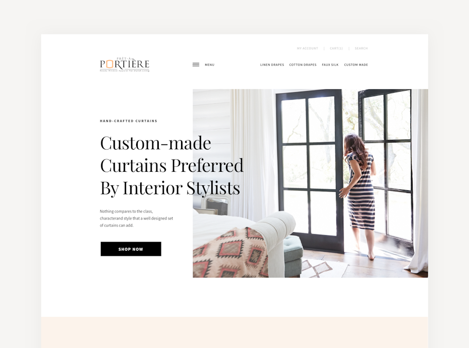 Web design trends 2020 example: web design with white space framing around image