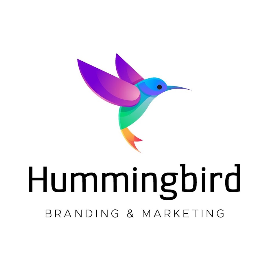 Multi-colored image of a geometric hummingbird