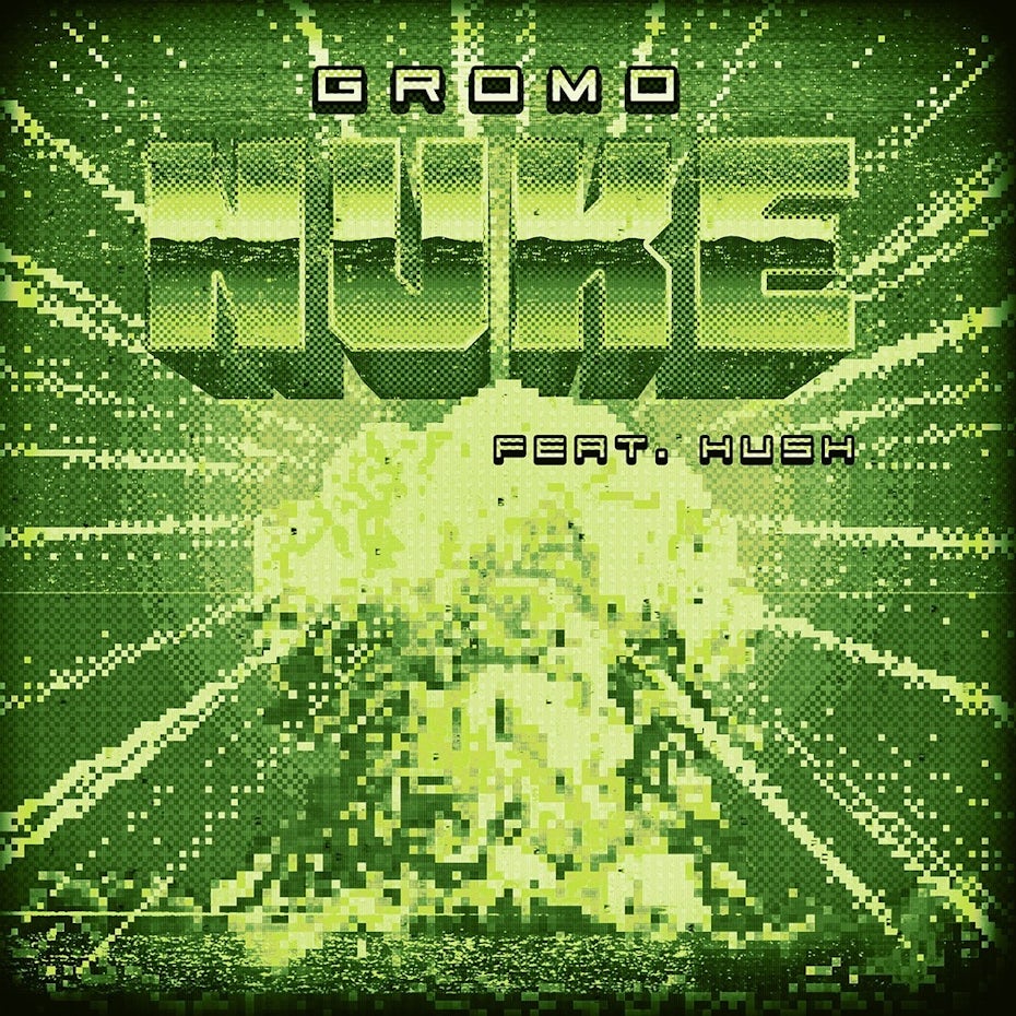 Pixel art album cover showing a nuclear explosion