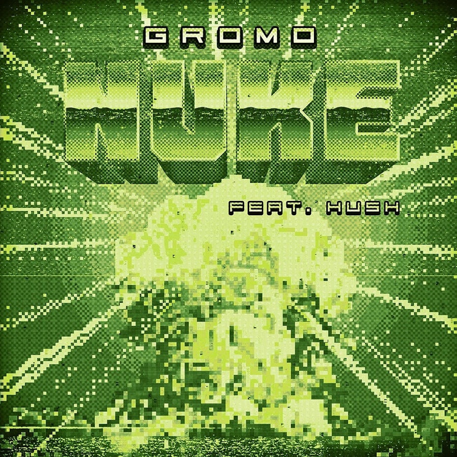 Pixel art album cover showing a nuclear explosion
