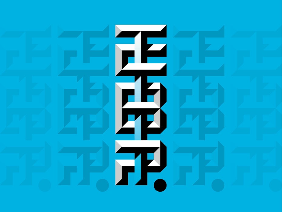 Beveled monogram logo with strong shading