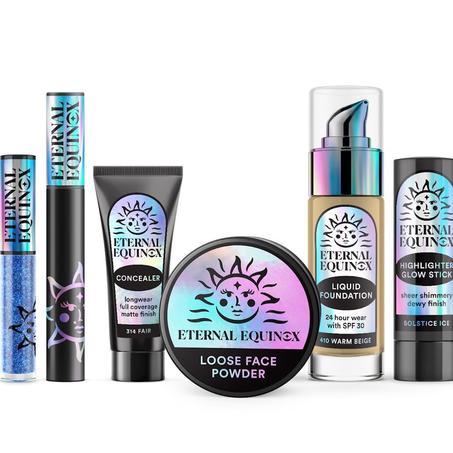 Eternal Equinox Cosmetics holographic packaging