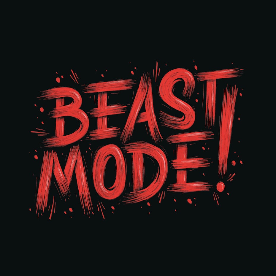 Red, brush-style hand-lettering