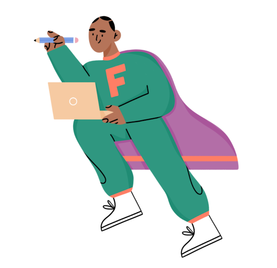 character illustration of freelancer superhero