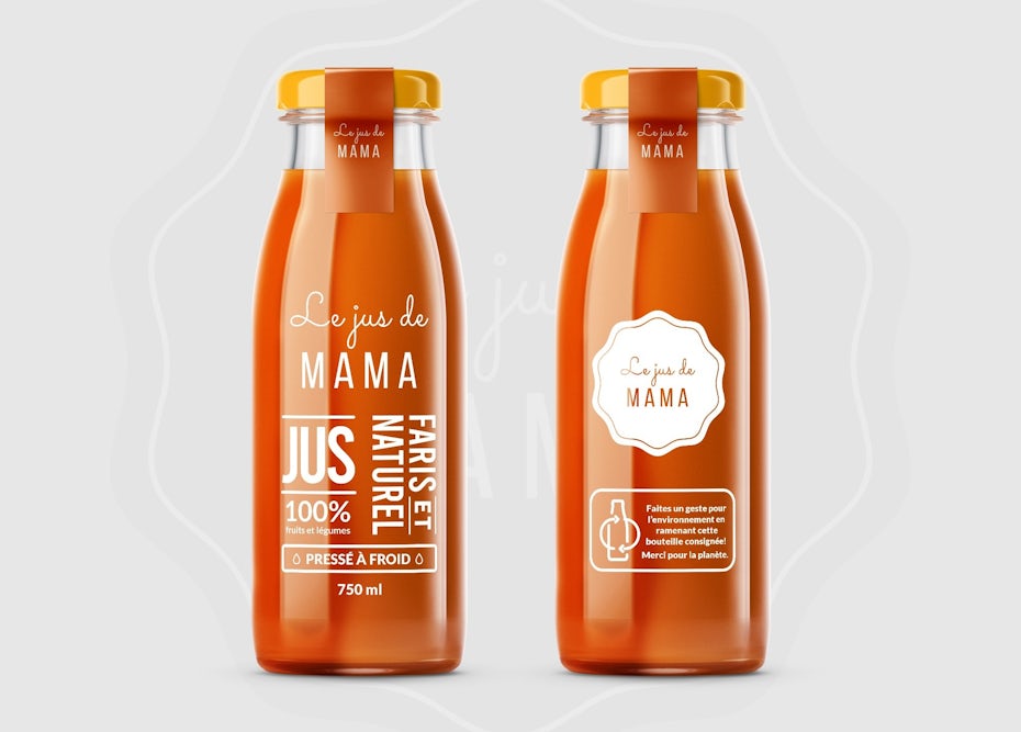Packaging design trends 2020 example: transparent juice bottle design