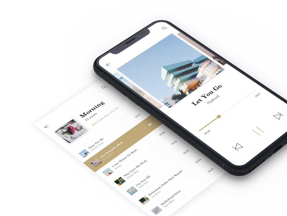 light-colored music player app