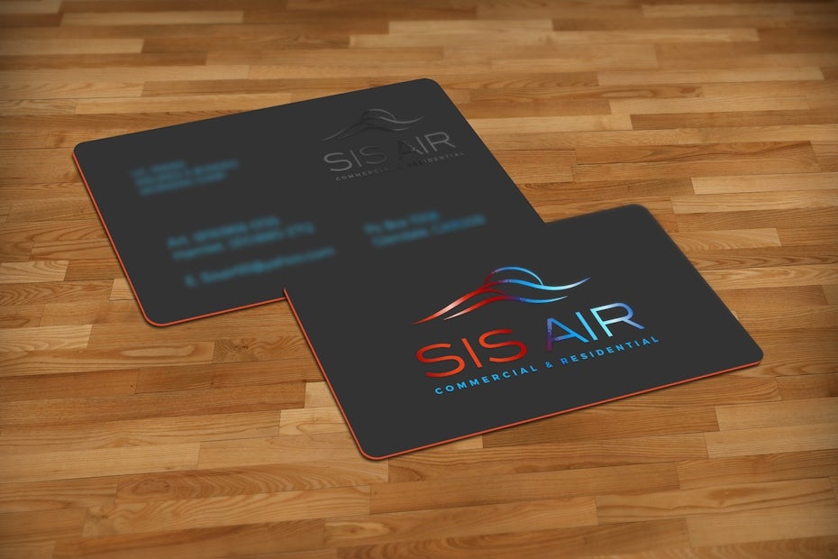 red black and blue real estate business card