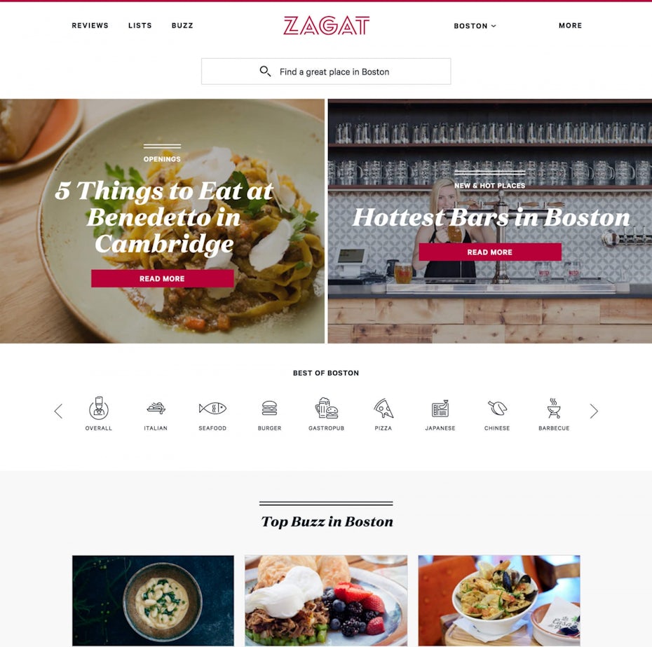 Empresas de diseño gráfico: Sitio web de Zagat