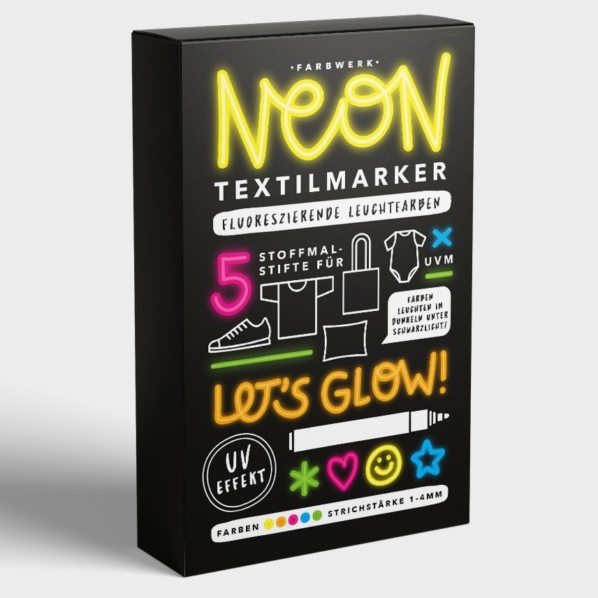 Neon fabric markers packaging design