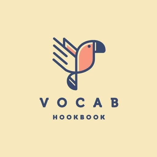 Color trends 2020 example: vintage palette Vocab logo