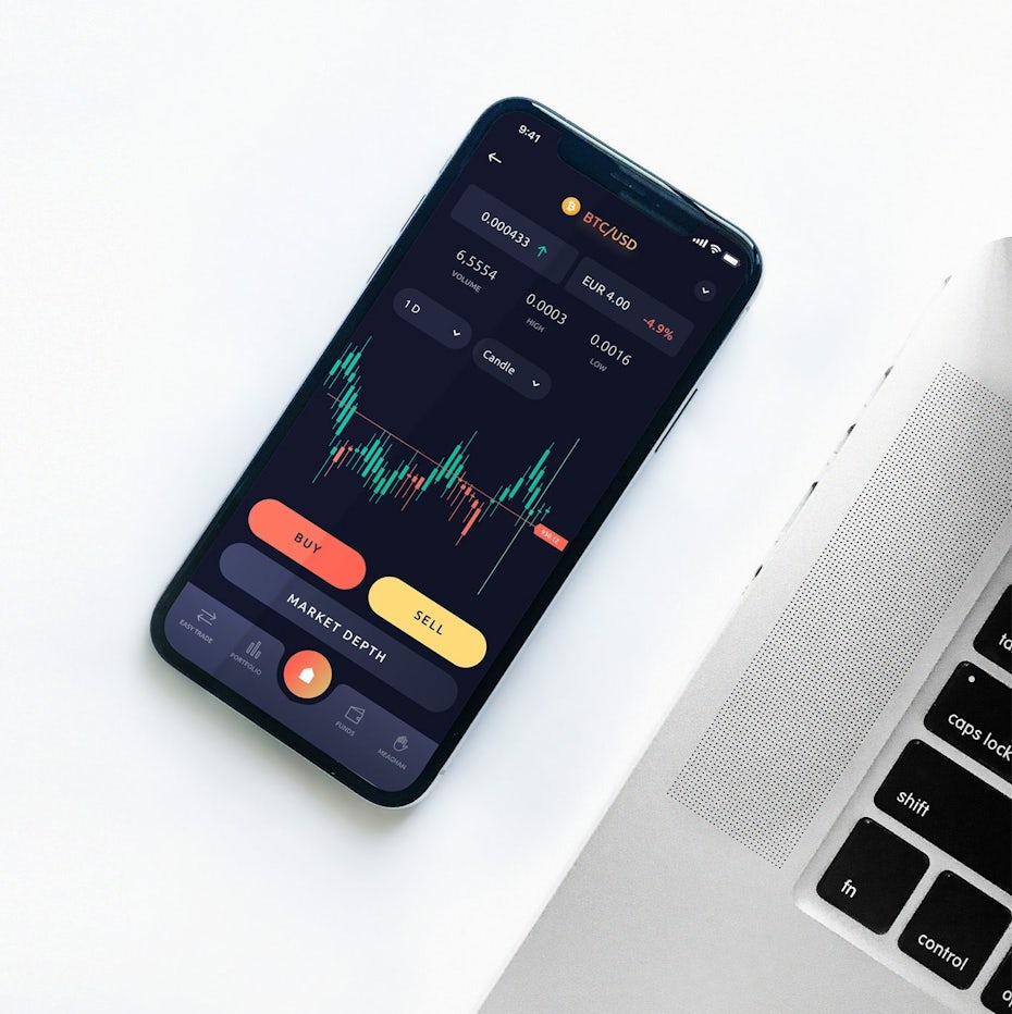 dark digital wallet app with orange lines showing balances