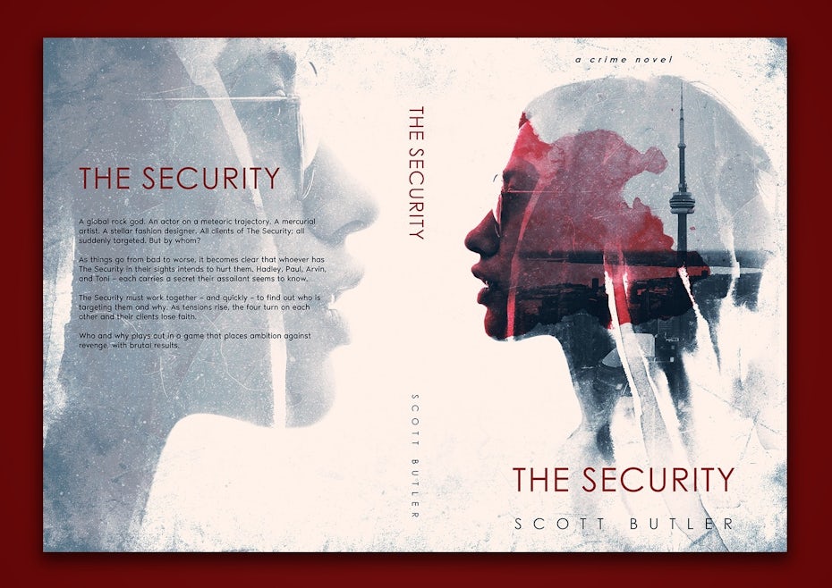 Color trends 2020 example: transparent color overlay The Security book cover