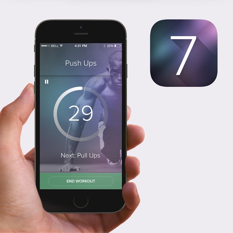 workout app using a transparent gradient laid over a photograph