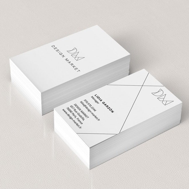design market black and white business card