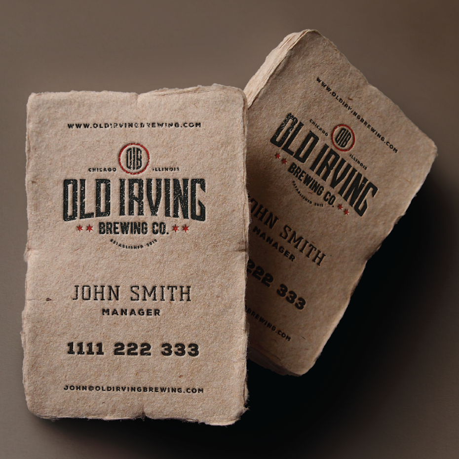 Business cards trends 2020 example: business card made from rough material