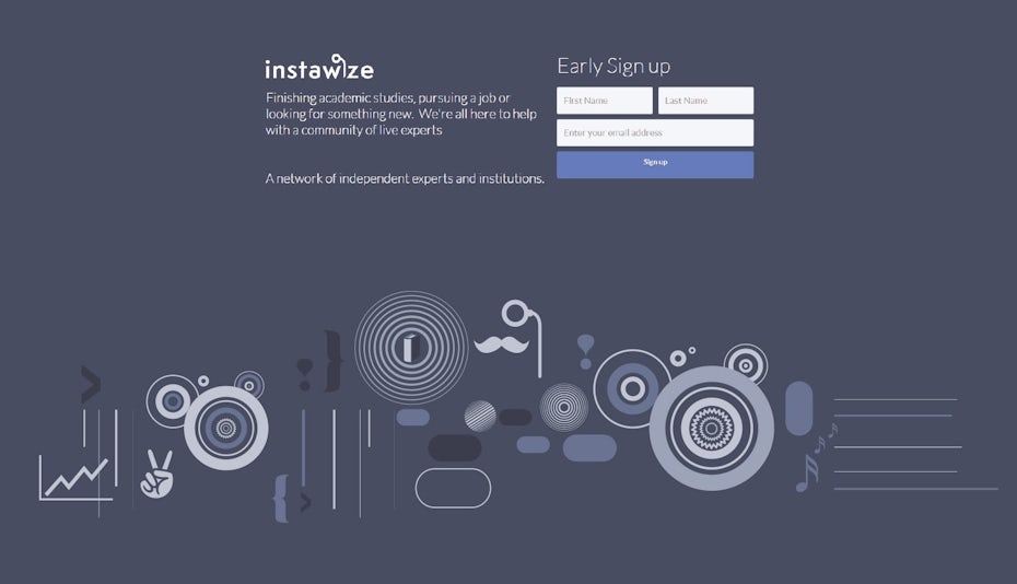 Instawze.com webpage design