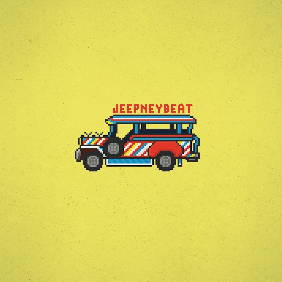 Logo design with pixel art font