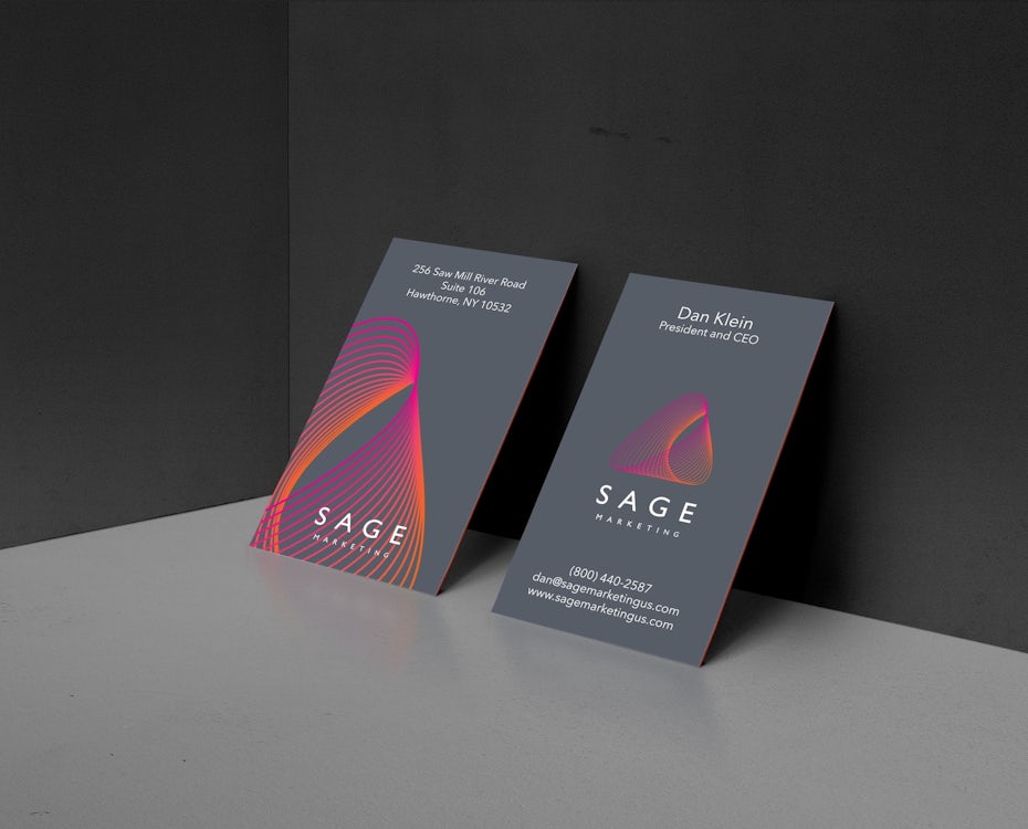 Business cards trends 2020 example: neon business card